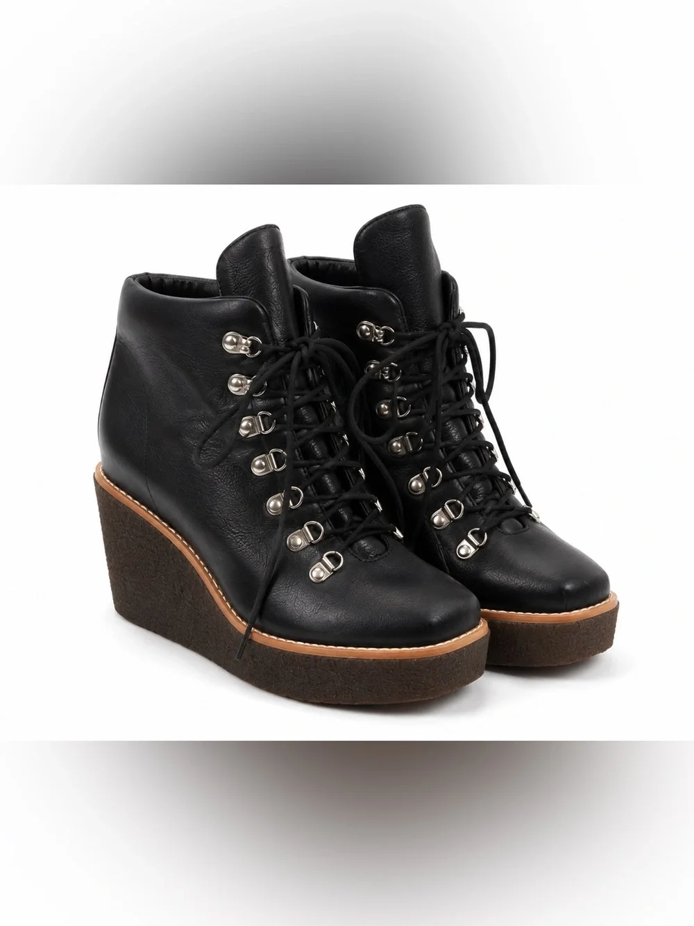 Jeffrey Campbell Free People Viajar Wedge Hiker Boots Black 9.5